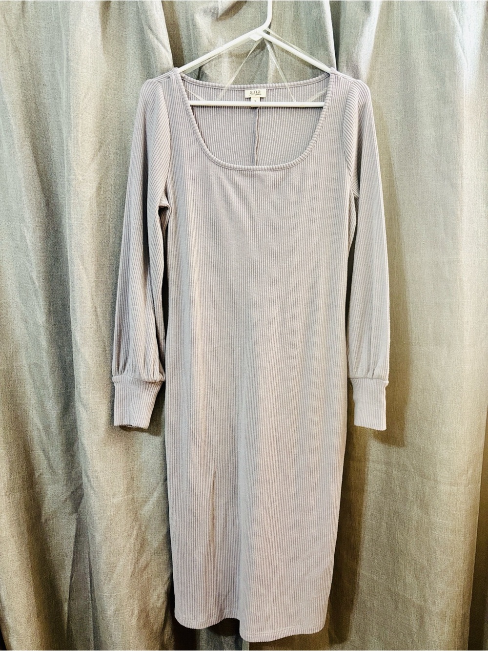 a.n.a a new approach  Light Grey Ribbed Scoop Neck Midi Dress